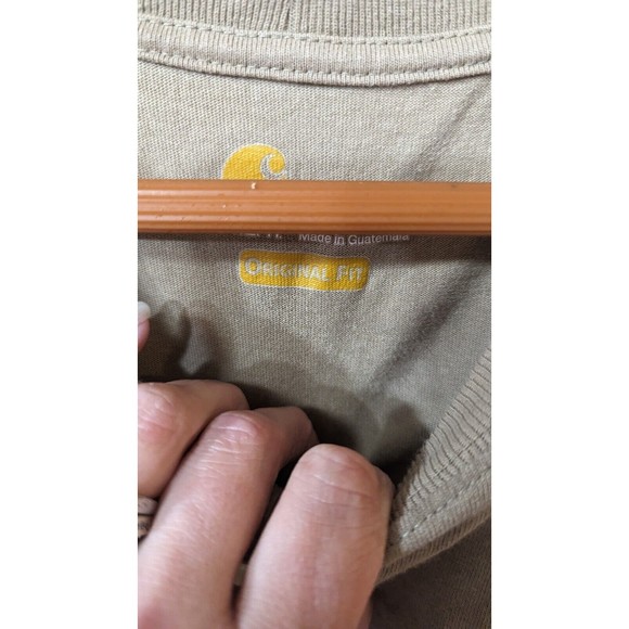 CARHARTT MEN'S SHORT SLEEVE T-SHIRT ORIGINAL FIT MEN'S SZ 2 XL POCKET BIEGE - Picture 4 of 4